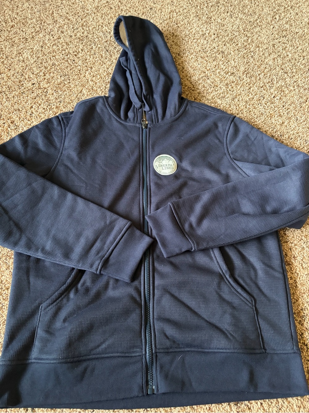 Men's Navy Full-Zip Hooded Windbreaker Jacket